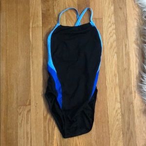 SPEEDO-size 28 black/blue endurance practice suit.